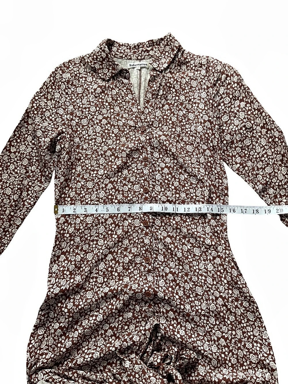 Reformation Brighton Floral Midi Dress in Brown & White Size Small - Picture 11 of 13